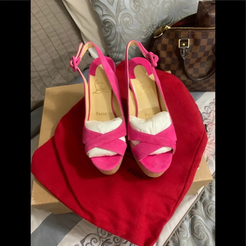 💝Christian Louboutin Wedges 120💝 - Picture 2 of 7